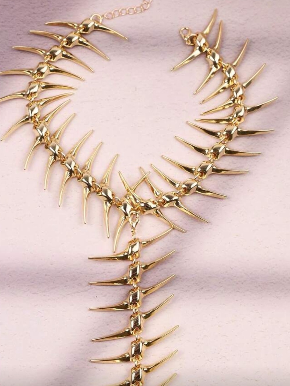 Gold Spine-Back Statement Necklace - Picture 4 of 5